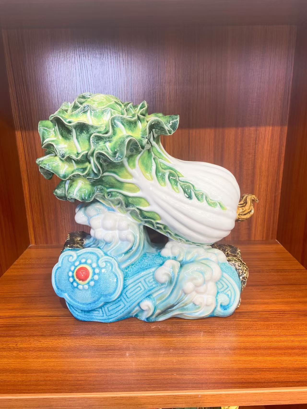 玉如意白菜陶瓷摆件送礼入伙开业家居办公室酒柜博古架层架高档