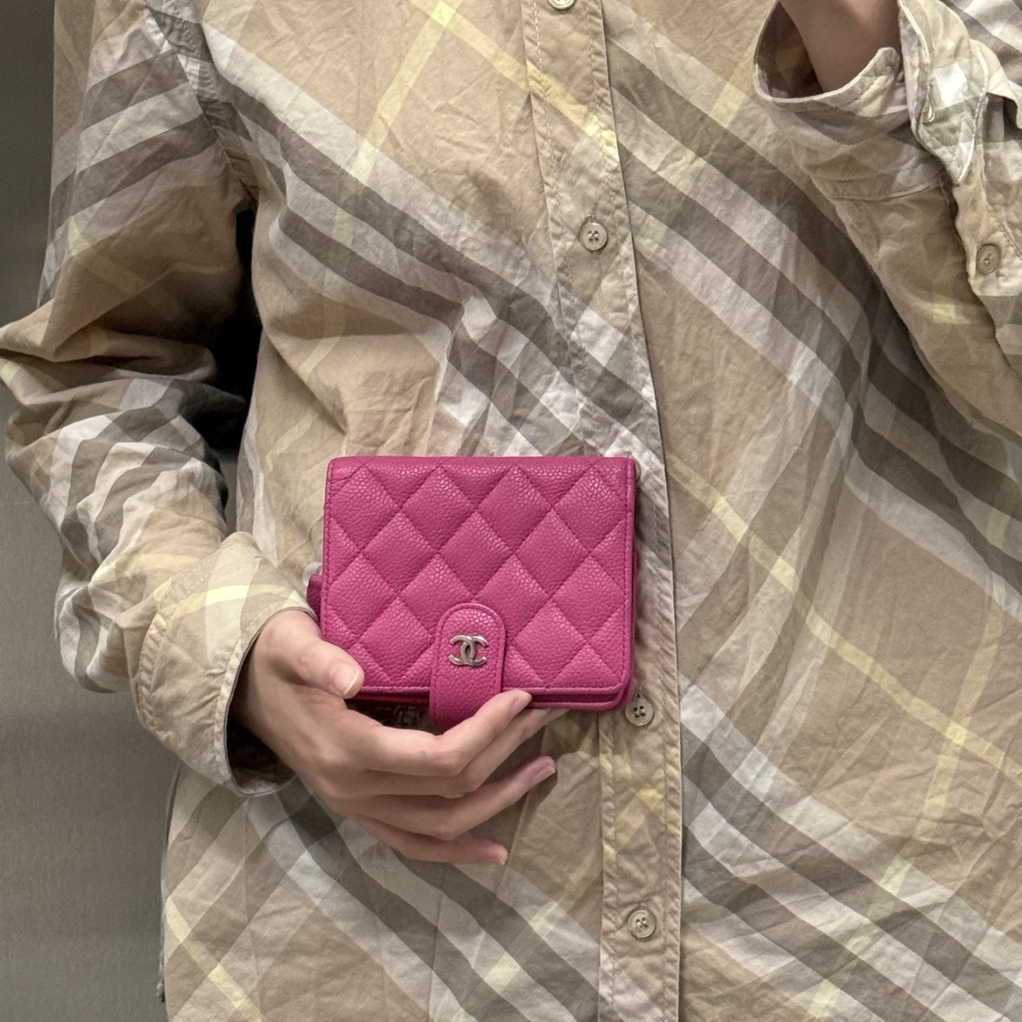 95新 Chanel/香奈儿 chanel玫粉色卡包零钱包