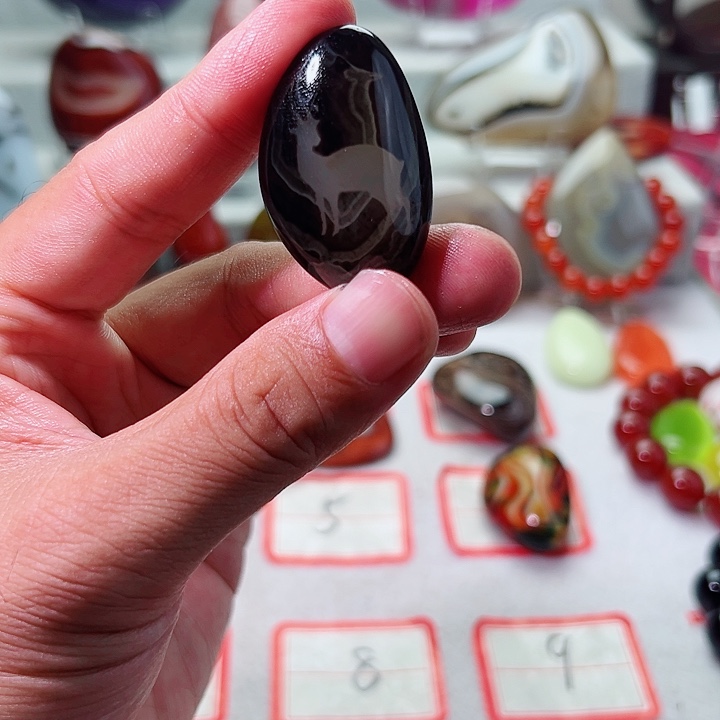 雨***虹玛瑙/玉髓未镶嵌手把