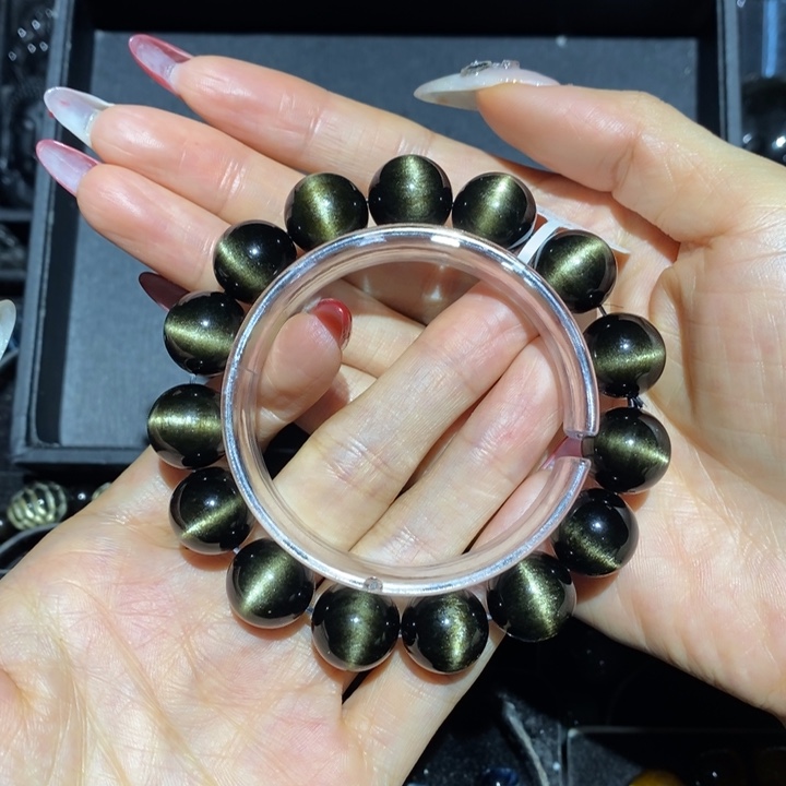 黑曜岩手链未镶嵌爸*了