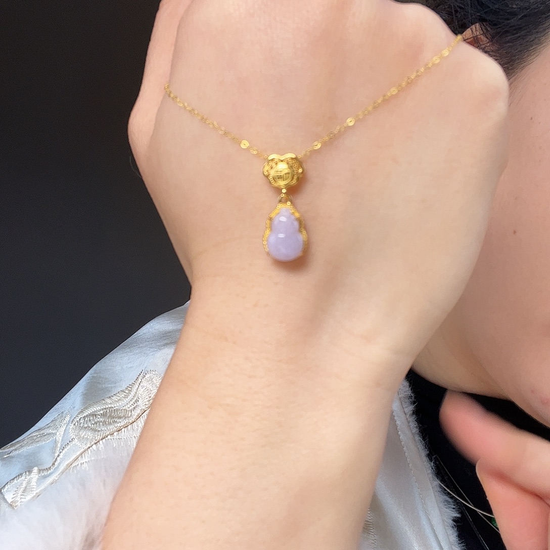 翡翠银S925镶嵌耳饰天然翡翠项链