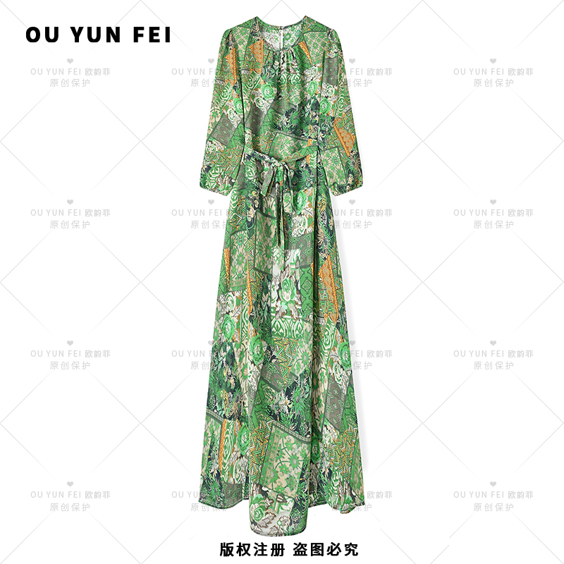 女装连衣裙高级显瘦秋季气质时尚碎花长裙轻奢长裙F1917