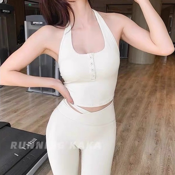 冰丝挂脖一体式吊带背心夏季外穿女装修身健身美背百搭上衣运动