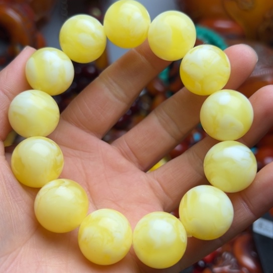 琥珀（花珀）手串未镶嵌蜜蜡