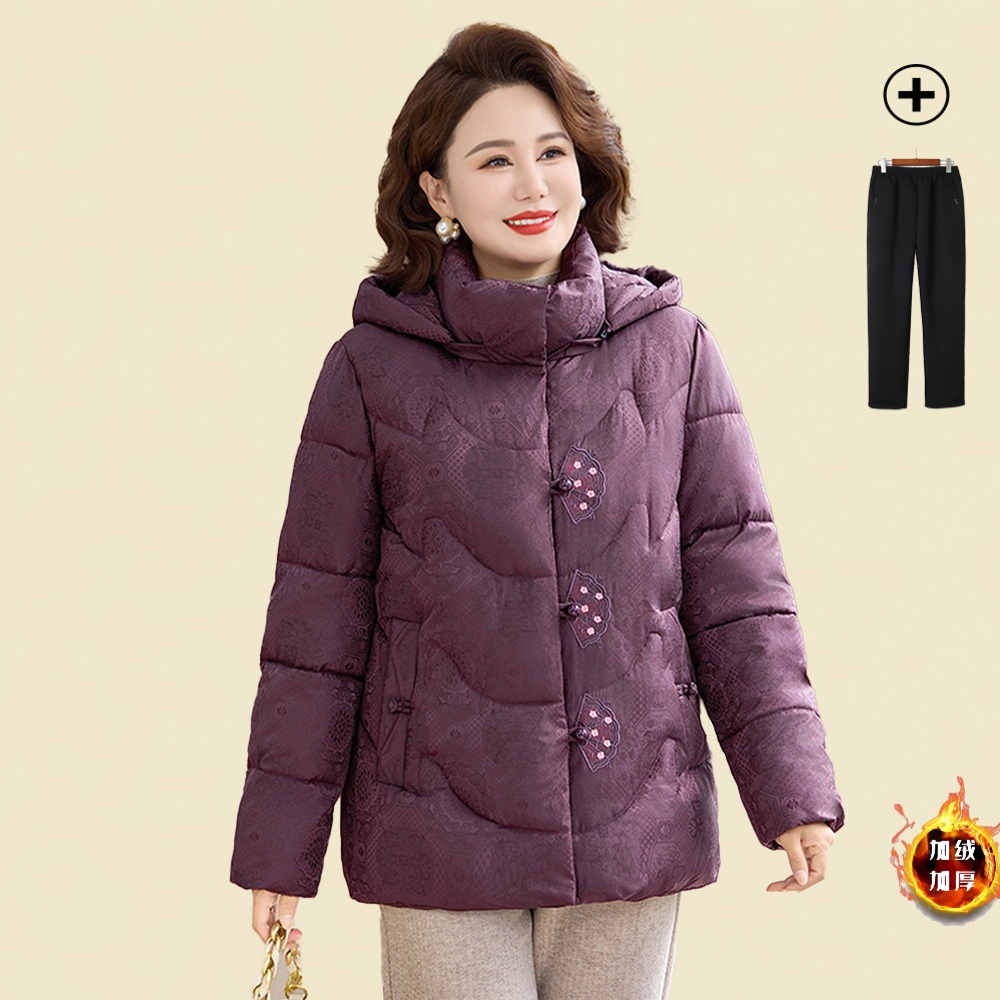 新中式妈妈短款棉衣棉服老年人冬装奶奶加厚老太太国风中老年外套