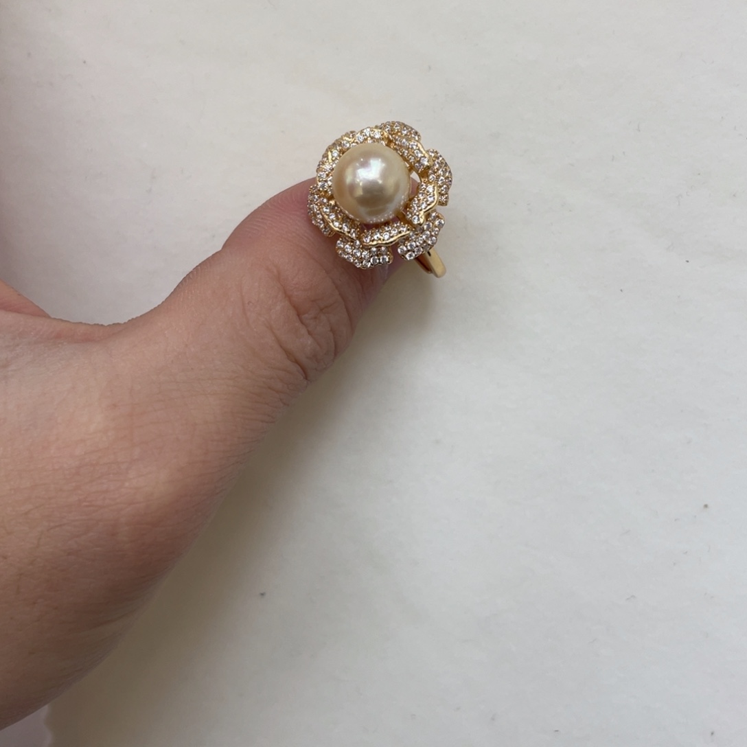 戒指银S925镶嵌海水珍珠