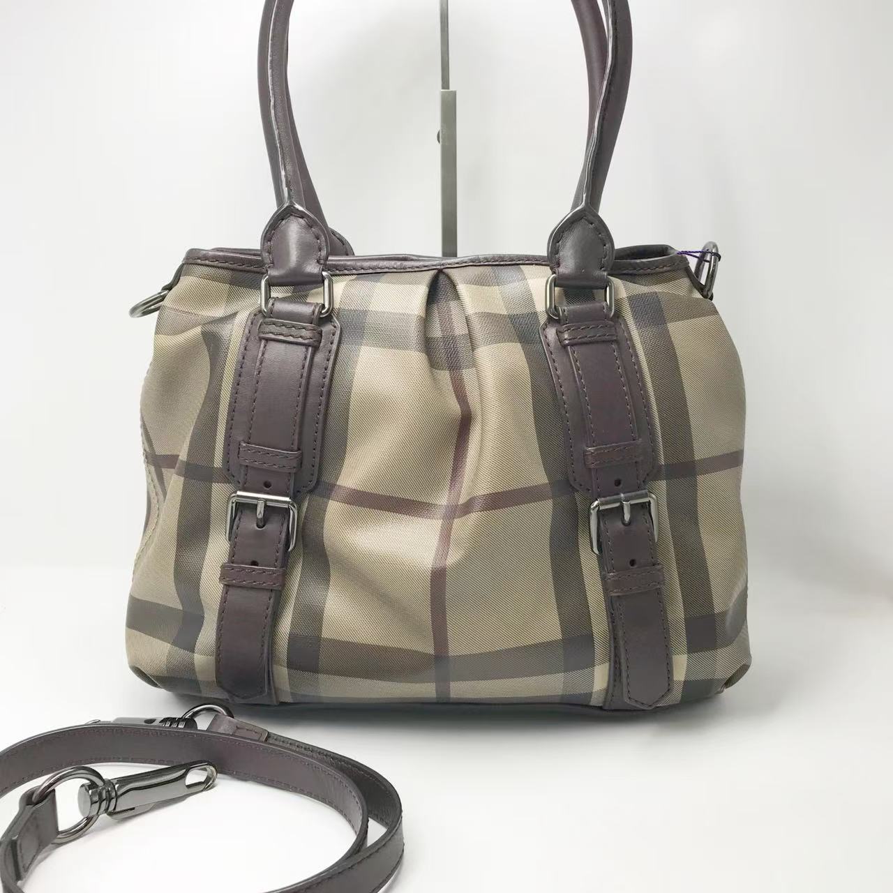 95新 BURBERRY/博柏利 洋诚二手 巴宝莉灰格纹斜挎包