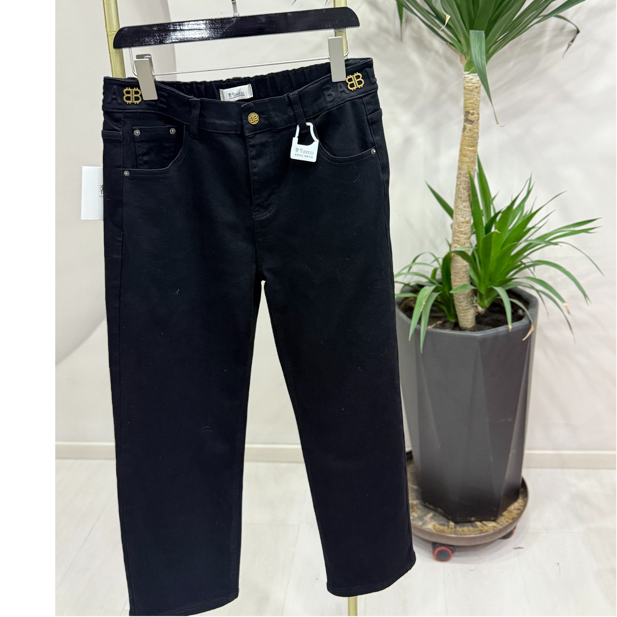 LXD定制不支持7天无理由高弹力高腰加绒牛仔裤2109