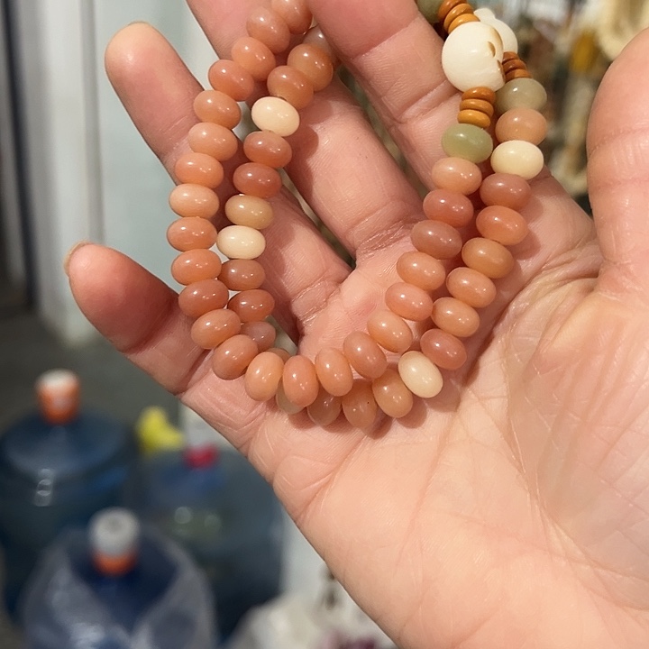 白玉菩提吊坠6×9粉色单圈