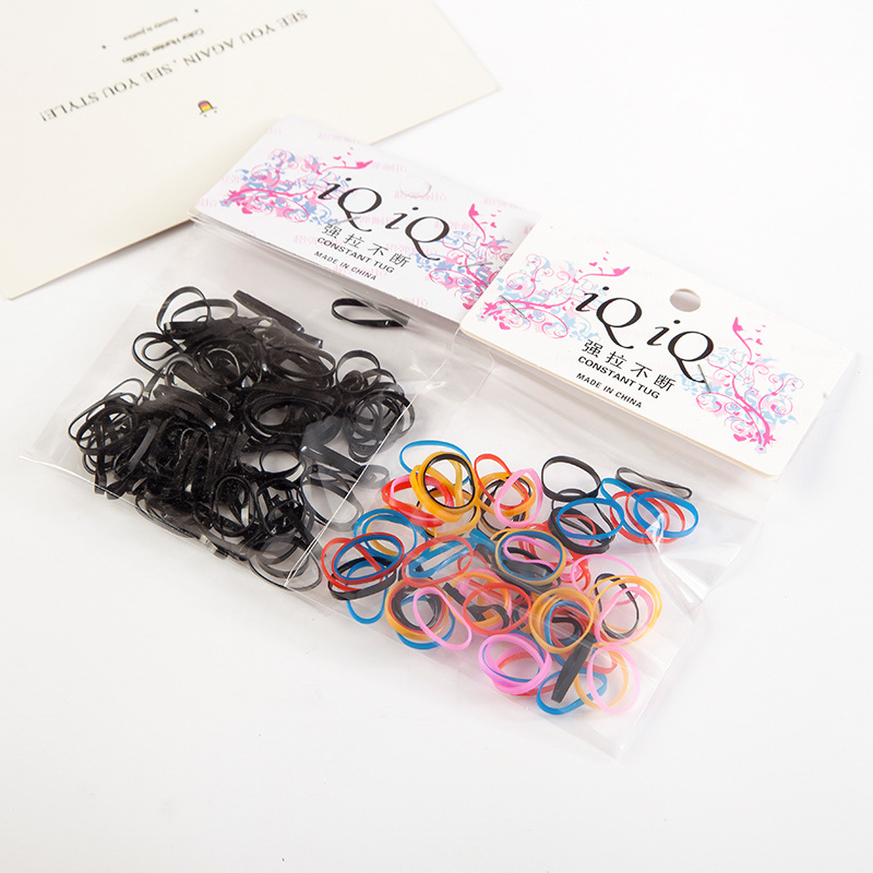 强拉不断皮筋儿童黑色彩色一次性发圈发绳简约糖果色头绳义乌饰品