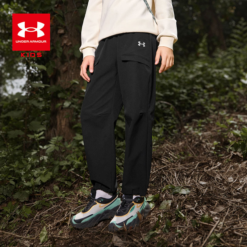 【运动风】Under Armour/安德玛儿童宽松透气户外休闲弹力长裤-3366