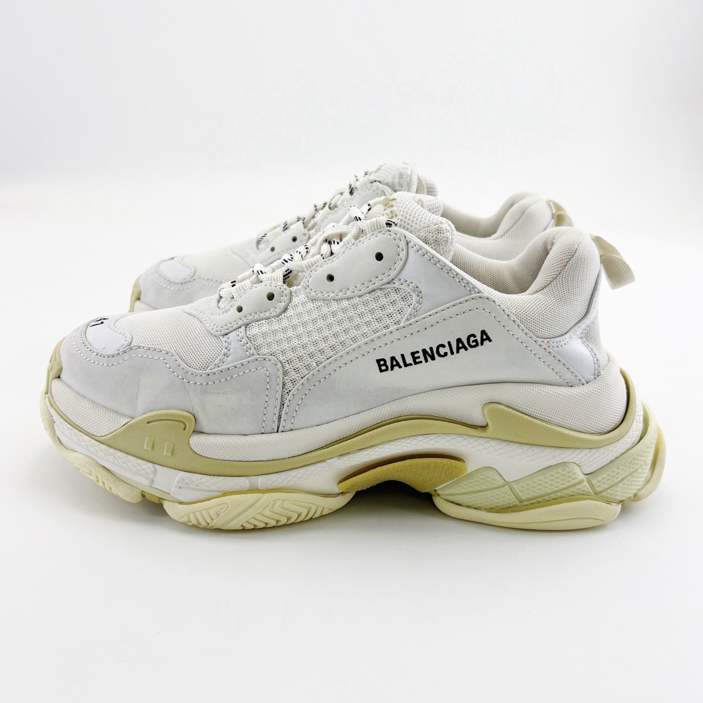 95新 Balenciaga/巴黎世家 41码/白色TripleS厚底老爹鞋/15101800