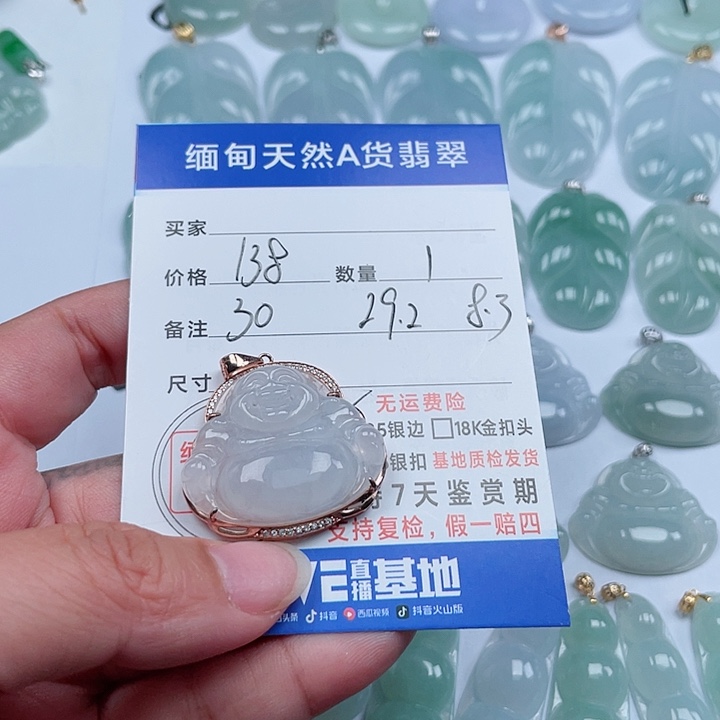 翡翠颈饰银S925镶嵌天然翡翠吊坠