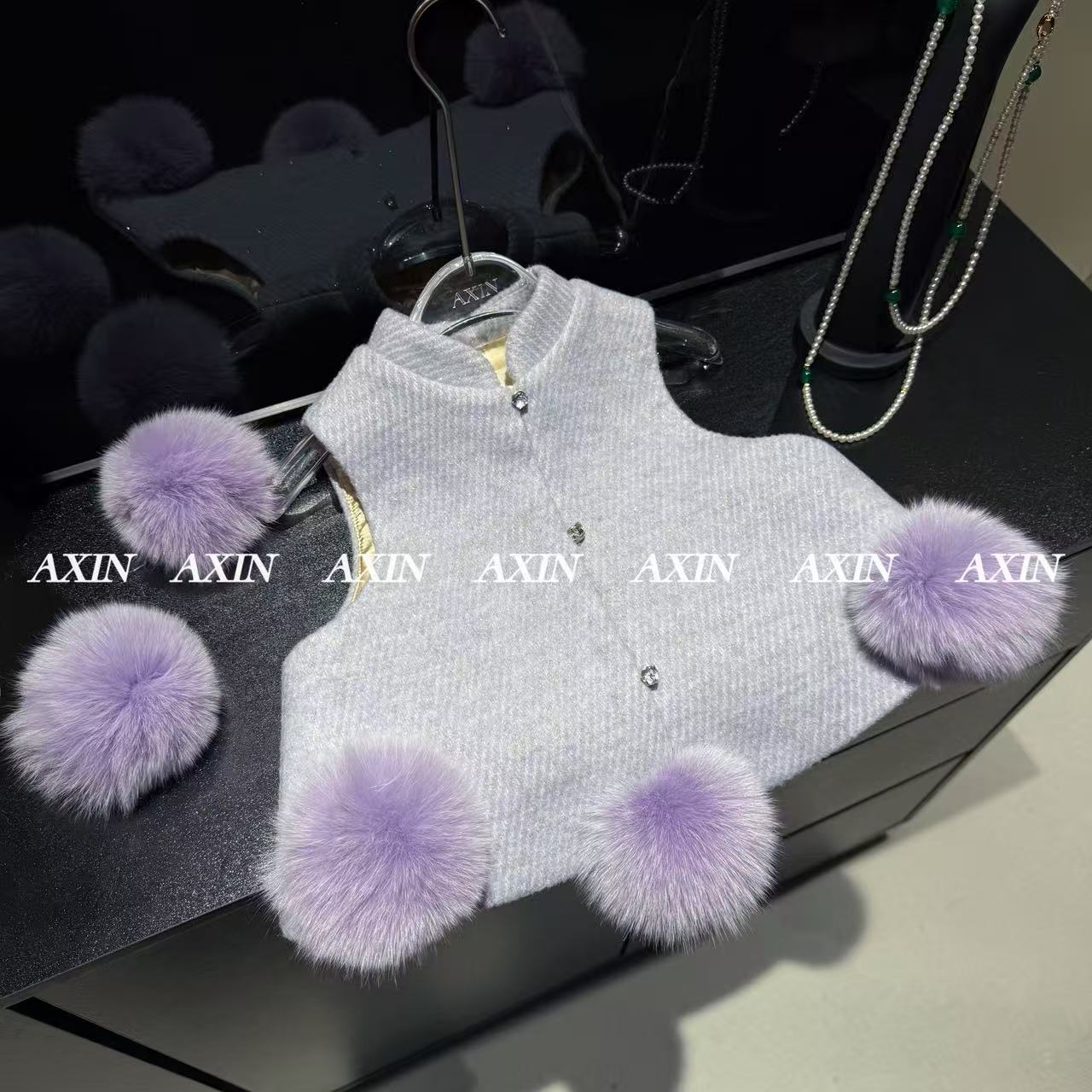 （羊毛/狐狸毛）【芋泥啵啵】夹棉毛呢背心新中式女童亲子