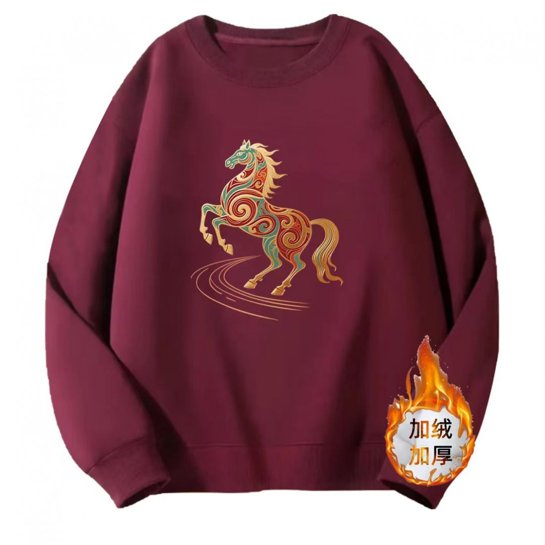 【加绒加厚】秋冬圆领卫衣休闲时尚百搭男女长袖印花卫衣 彩马