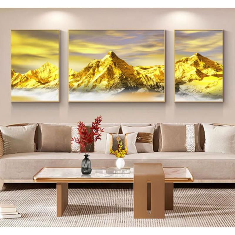 s667背靠金山高档大气客厅卧室装饰画沙发背景墙三联画