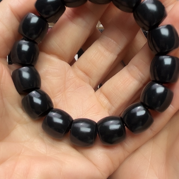 晨***和田玉（墨玉）未镶嵌手链卡14直切高羊脂