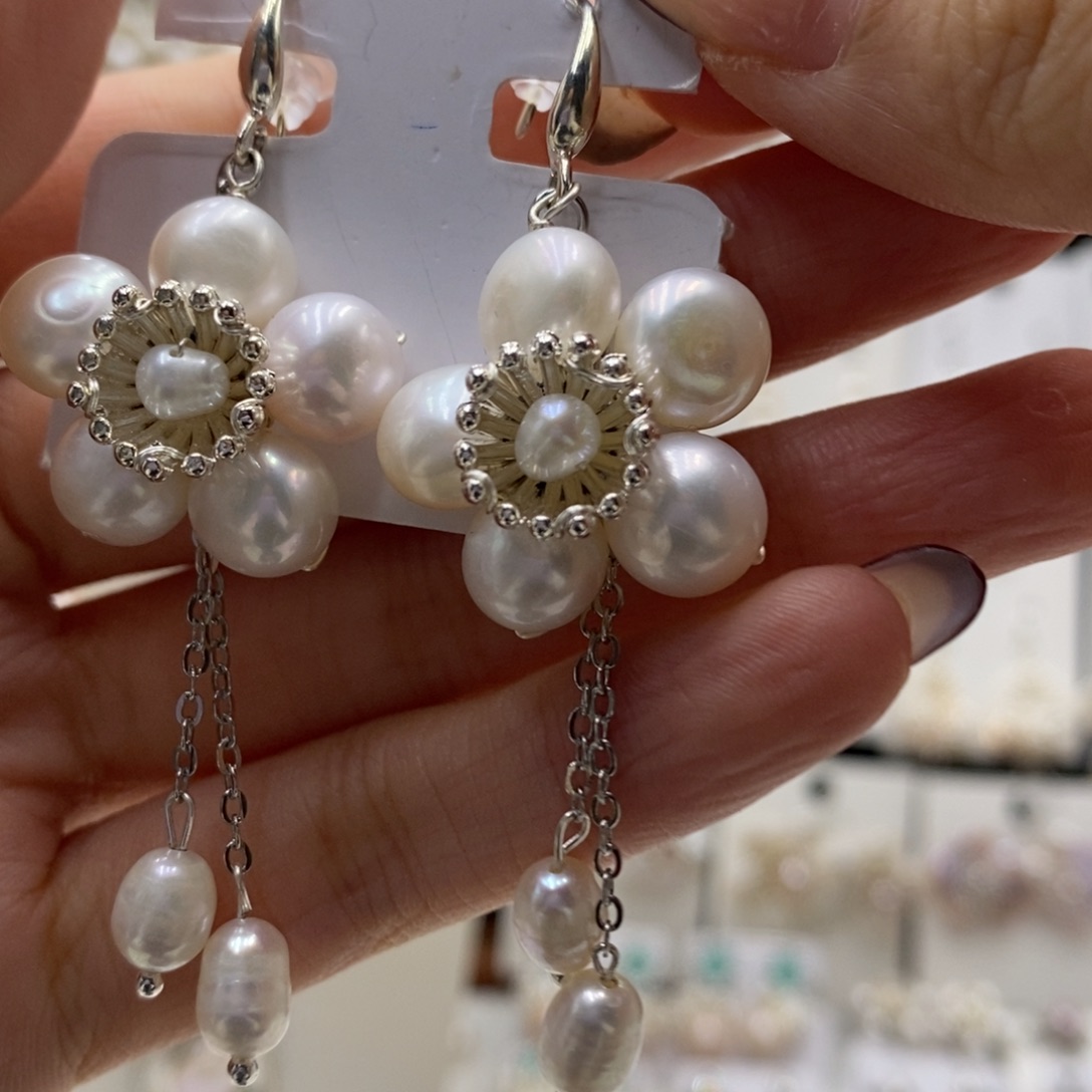 耳饰淡水珍珠银S925镶嵌