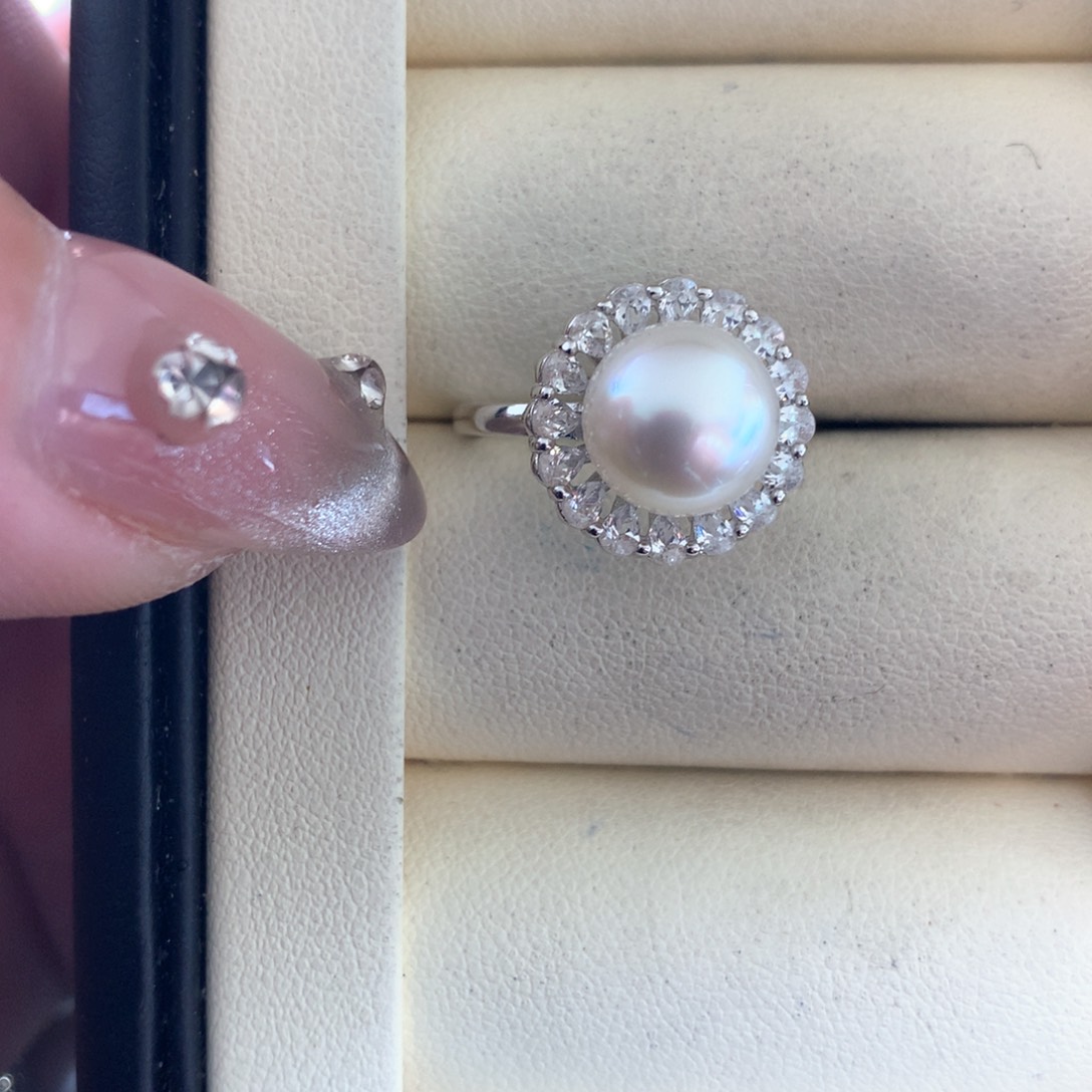 海水珍珠戒指银S925镶嵌