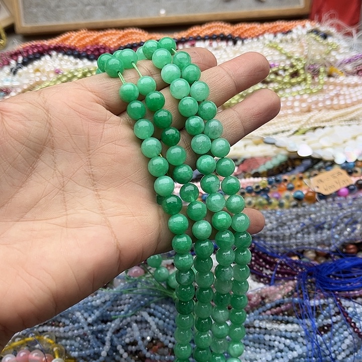 玛瑙/玉髓珠宝半成品未镶嵌一条8mm翡翠玉