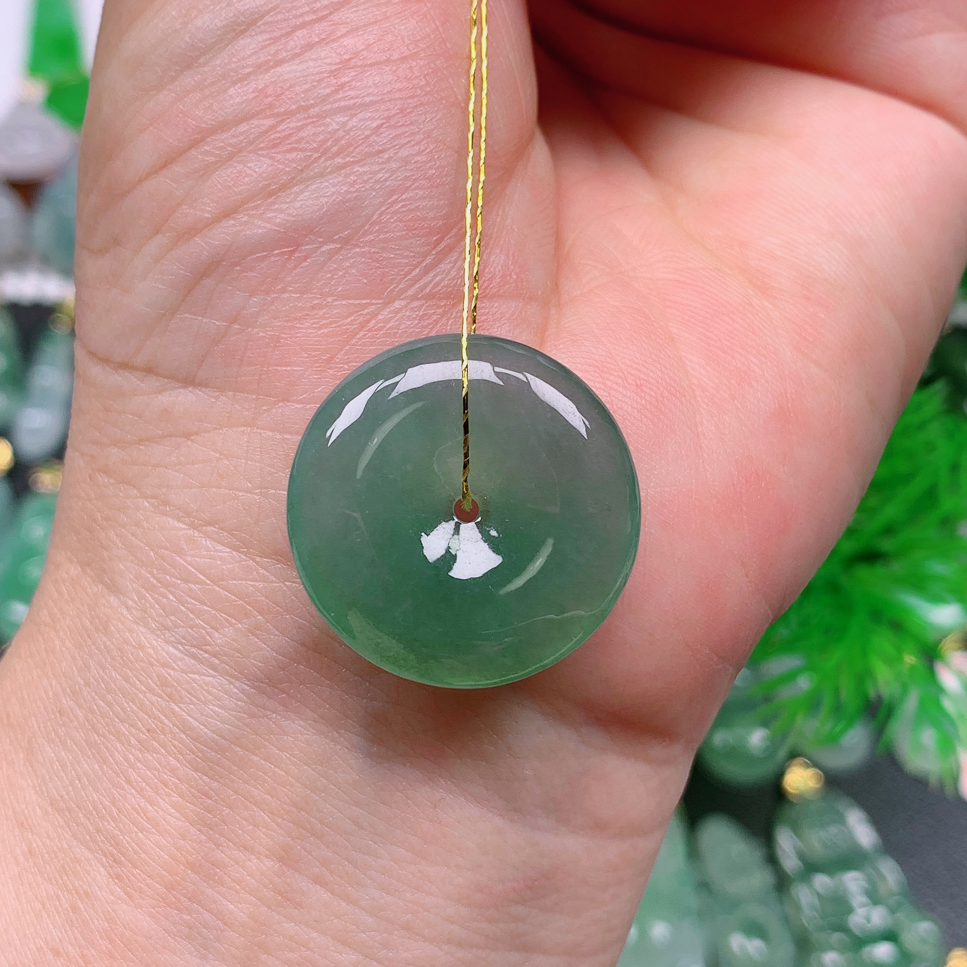 缅甸天然翡翠A货 冰润晴底色平安扣230/719（尺寸23.5x5.5)