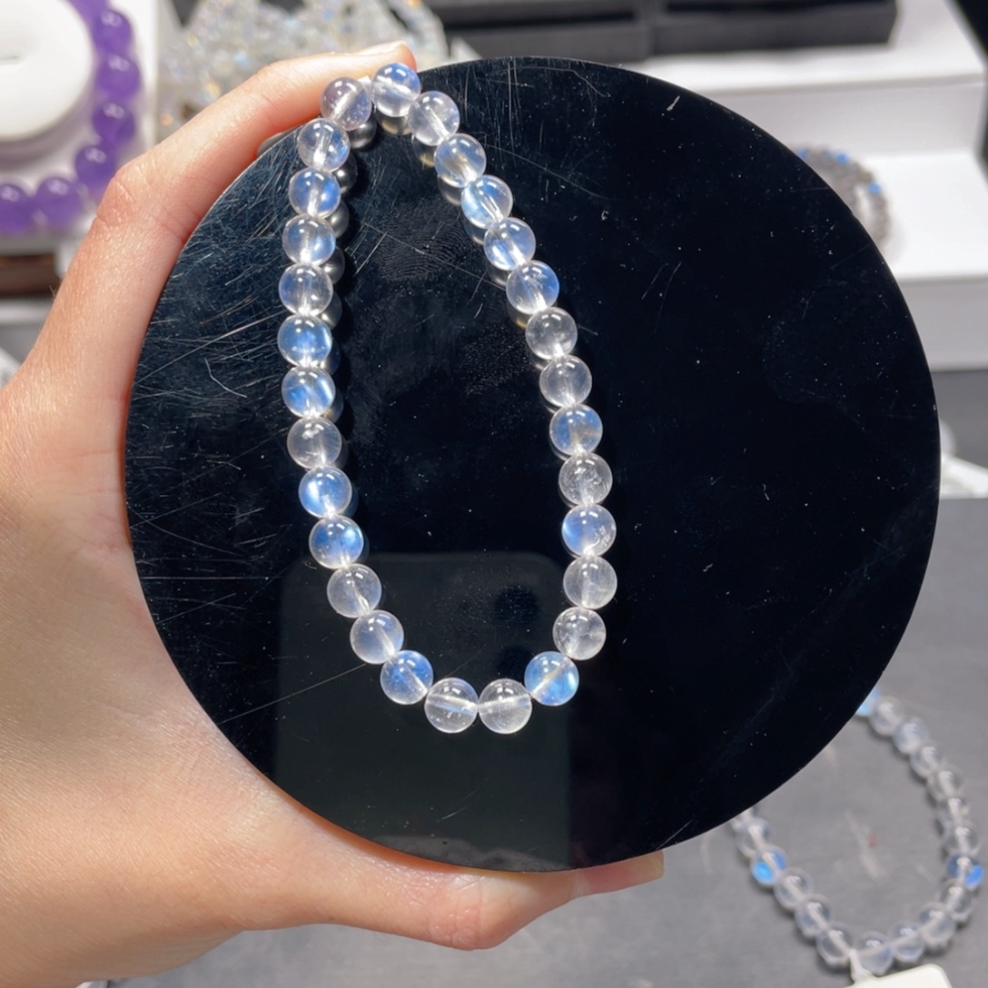 诺***未镶嵌手链长石蓝月光6m+