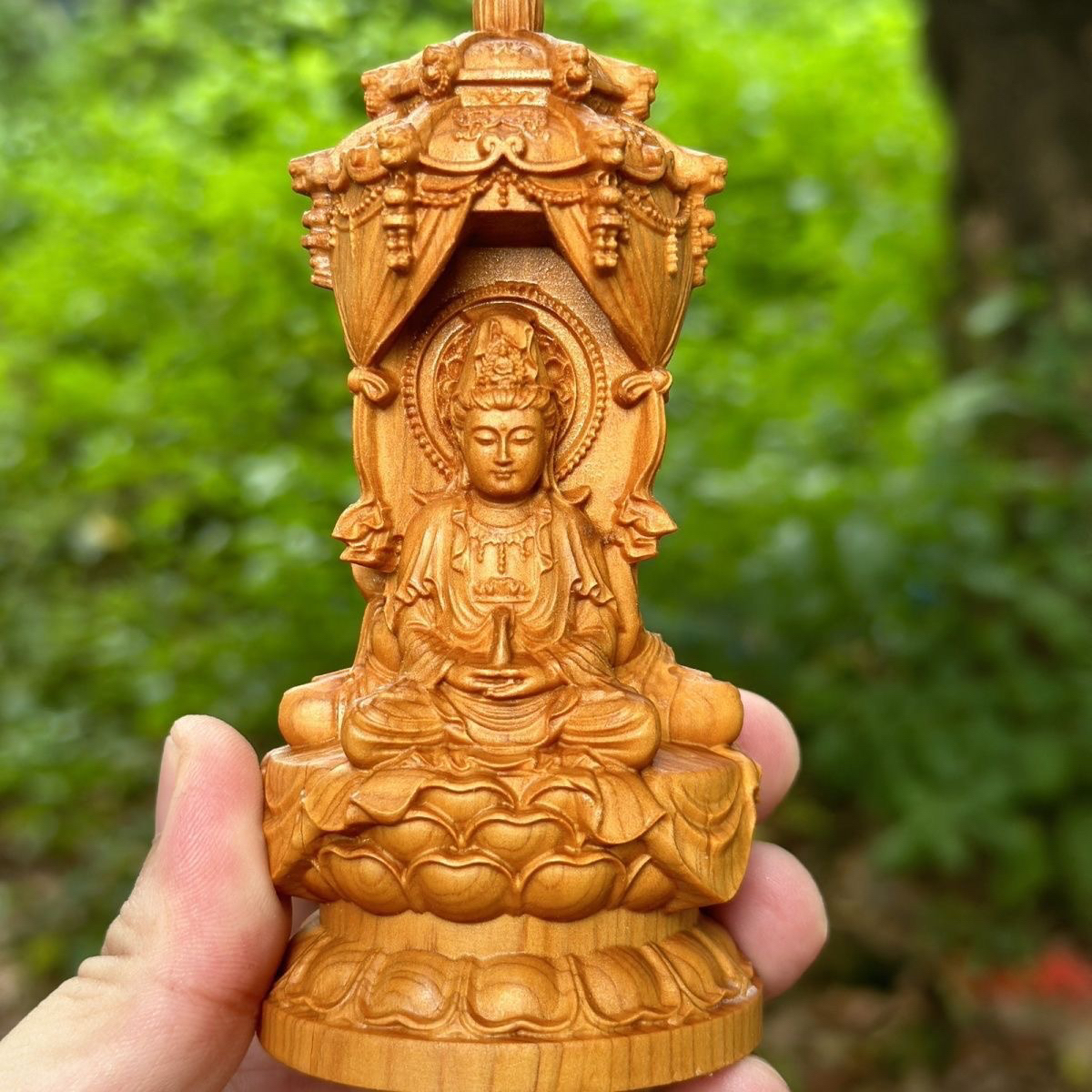 木雕西方三圣佛像摆件阿弥陀佛大势至菩萨净瓶观音