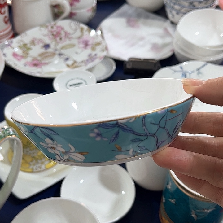 碗微瑕骨瓷水云间浅汤盘两只装