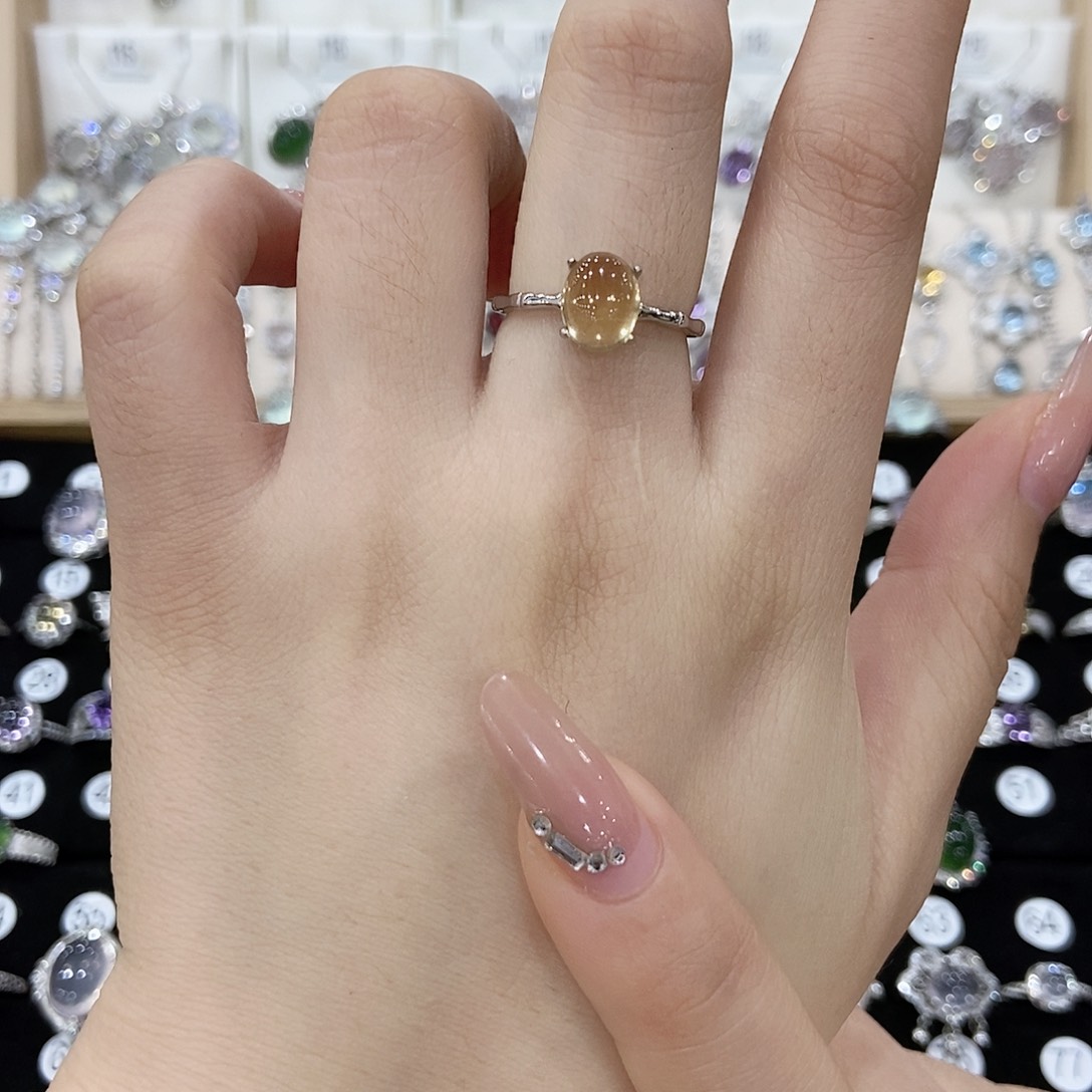 冰***。戒指银S925镶嵌黄晶