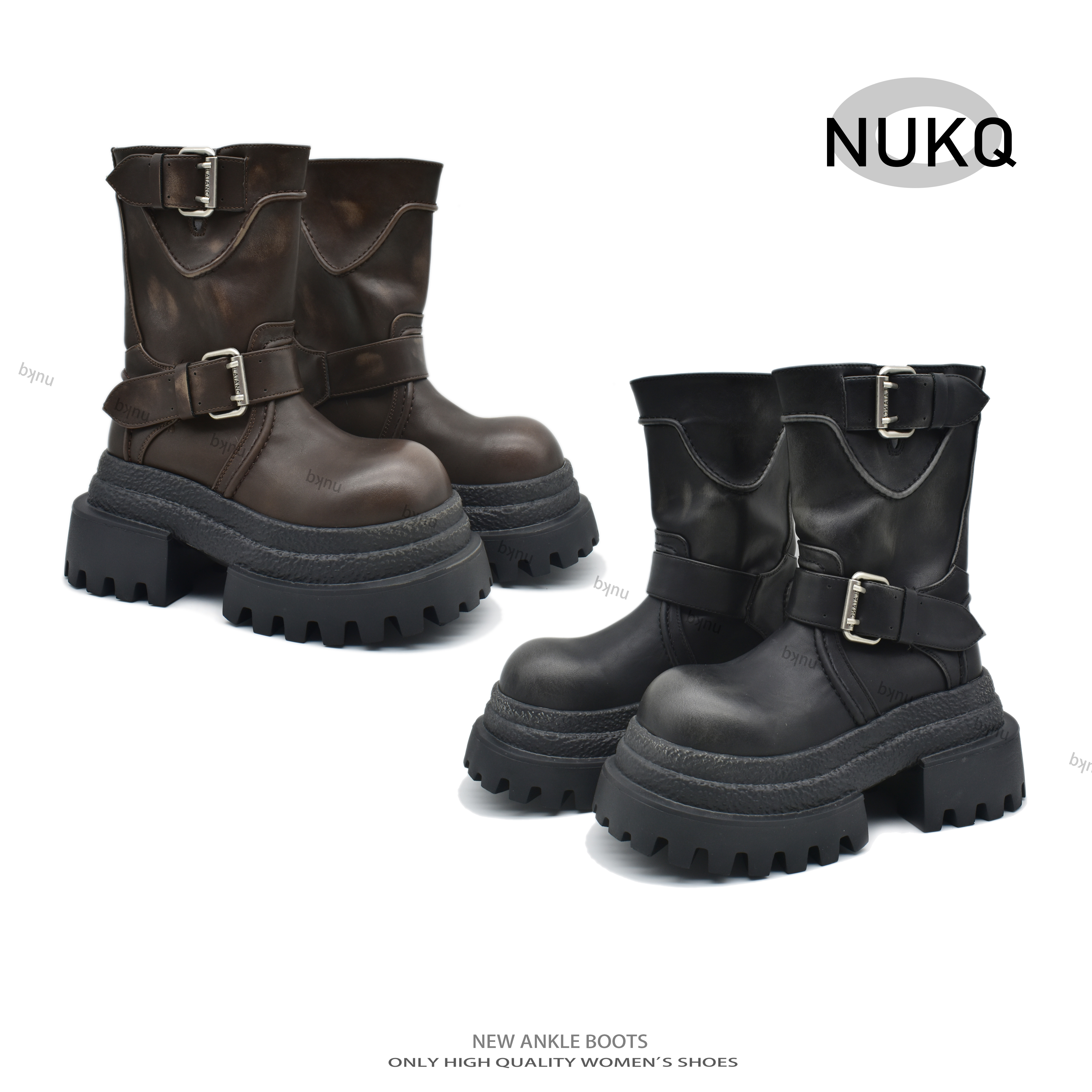 辣妹靴【NUKQ】  高跟厚底 时尚百搭厚底靴