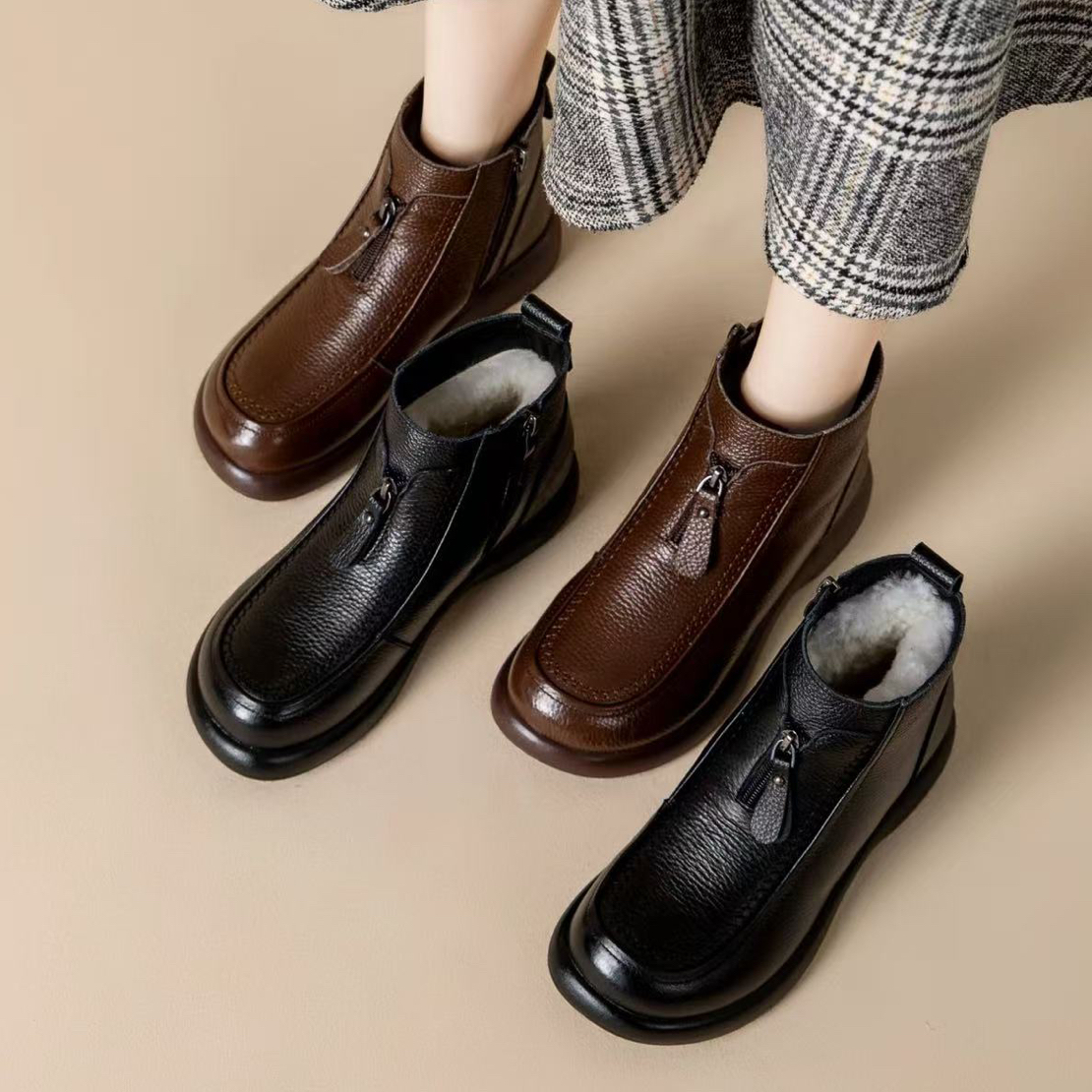 2025秋冬加厚棉软底防滑平底妈妈鞋