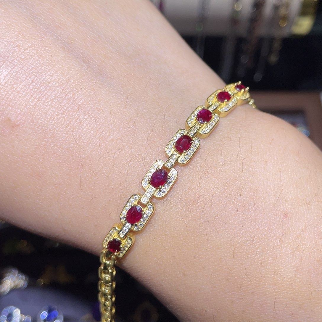 红宝石手链银S925镶嵌