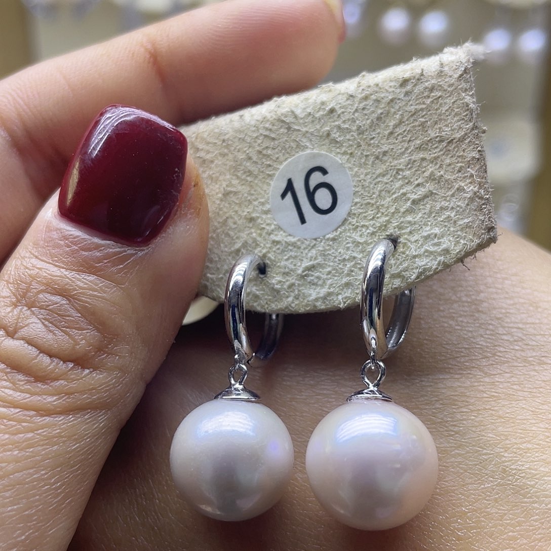 淡水珍珠耳饰银S925镶嵌