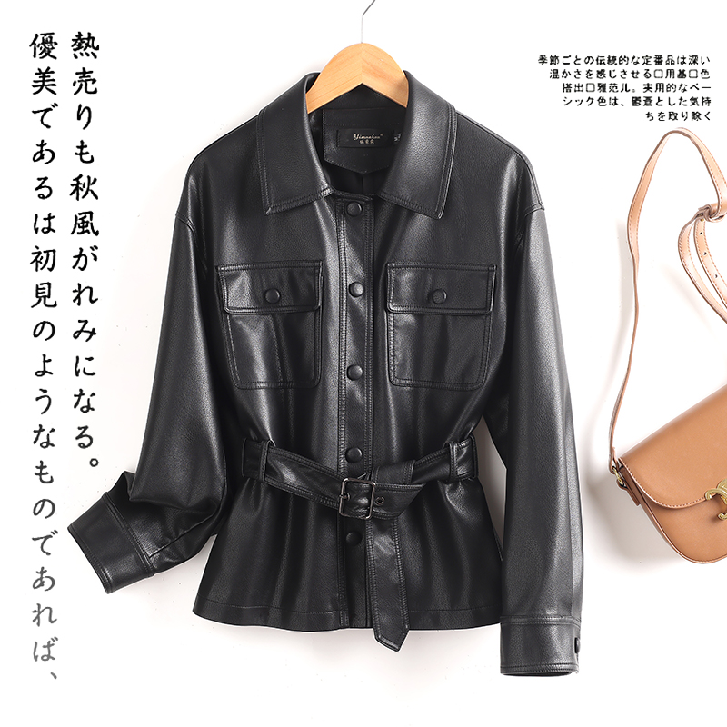 海宁真皮皮衣女短款韩版修身时尚宽松大码新款夹克小皮衣外套