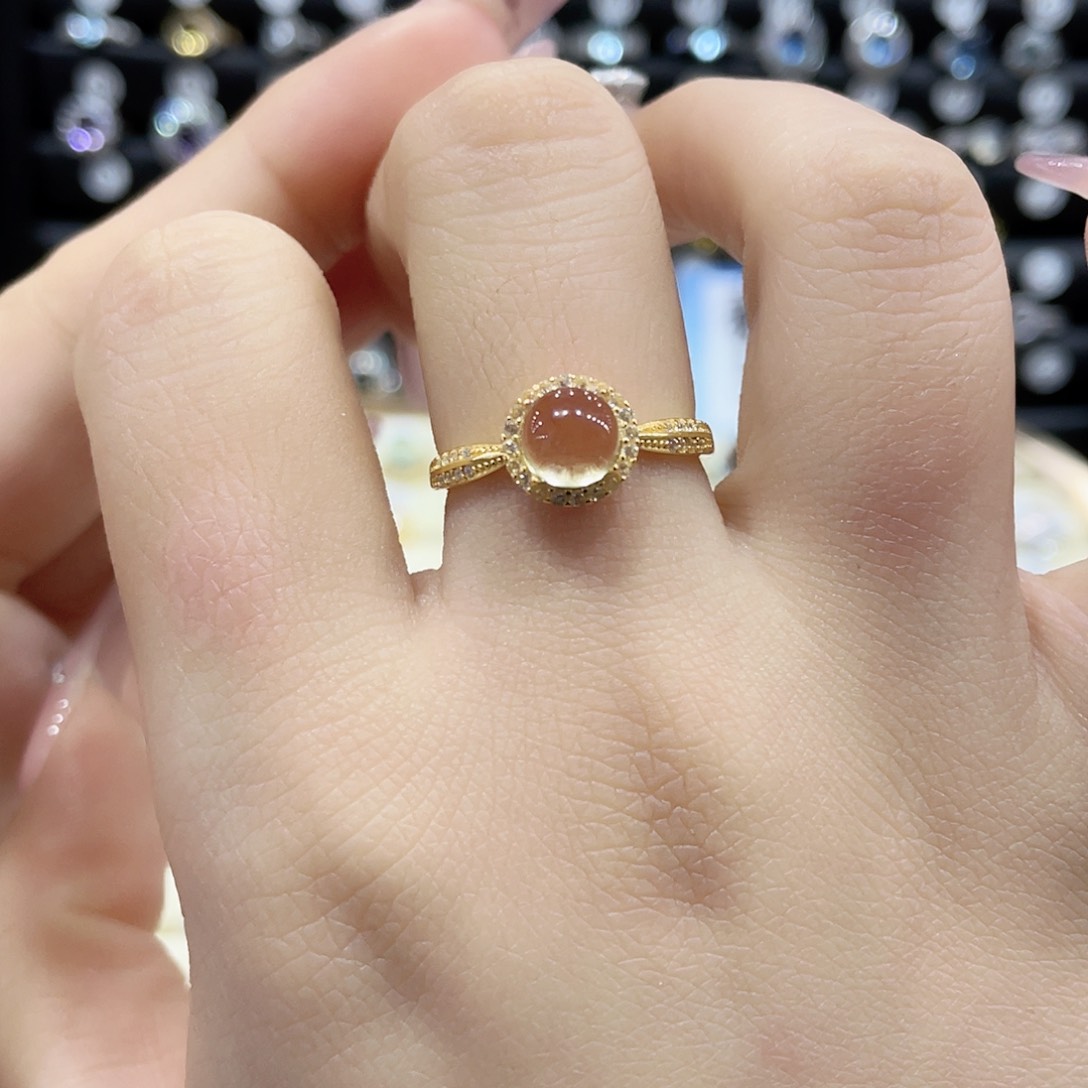 黄晶戒指银S925镶嵌戒指