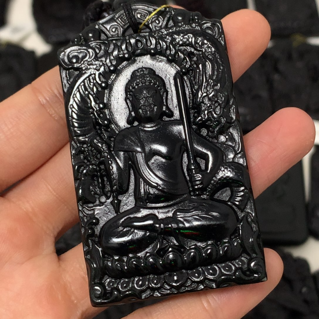 天然缅甸a货钢琴黑挂件