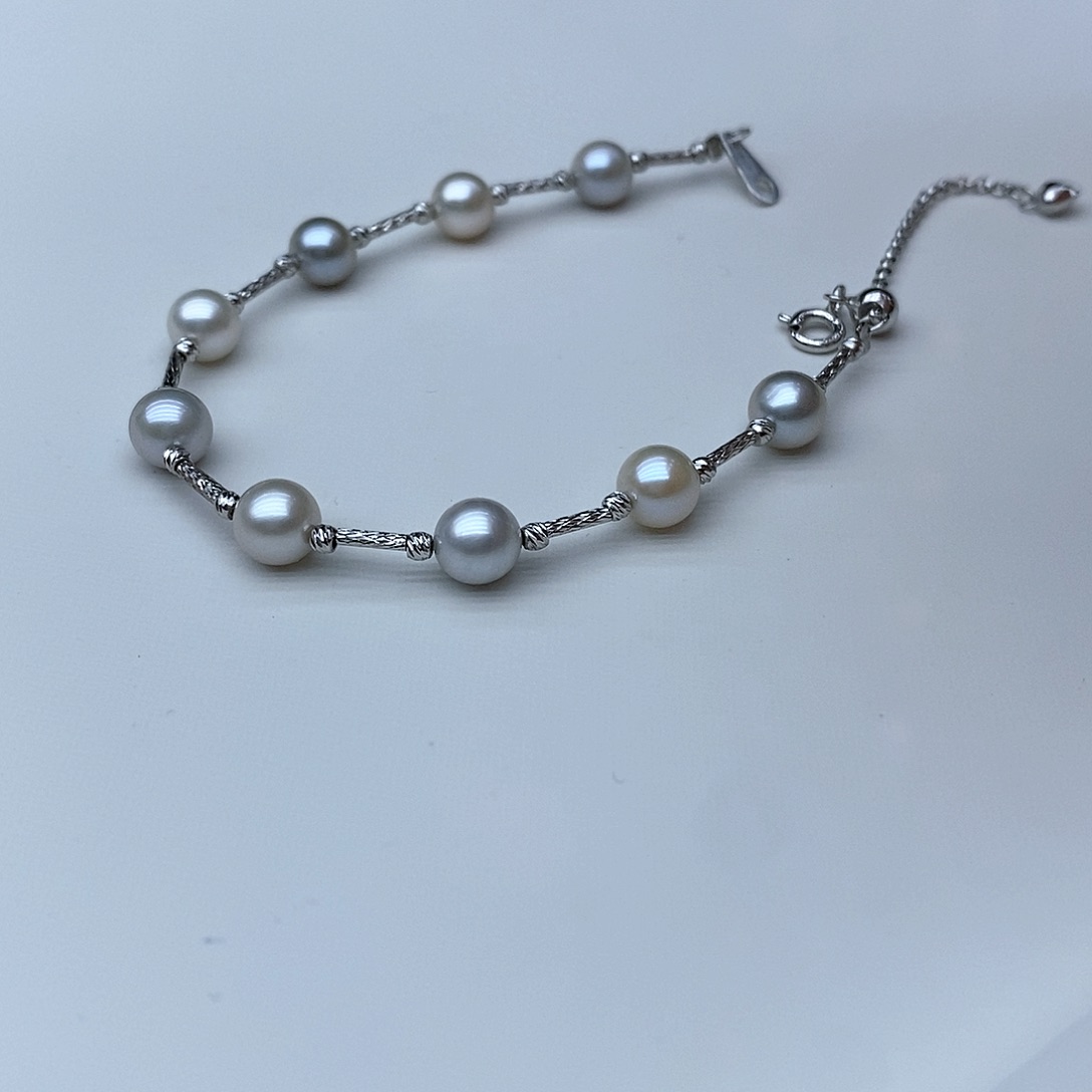 海水珍珠手绳银S925镶嵌