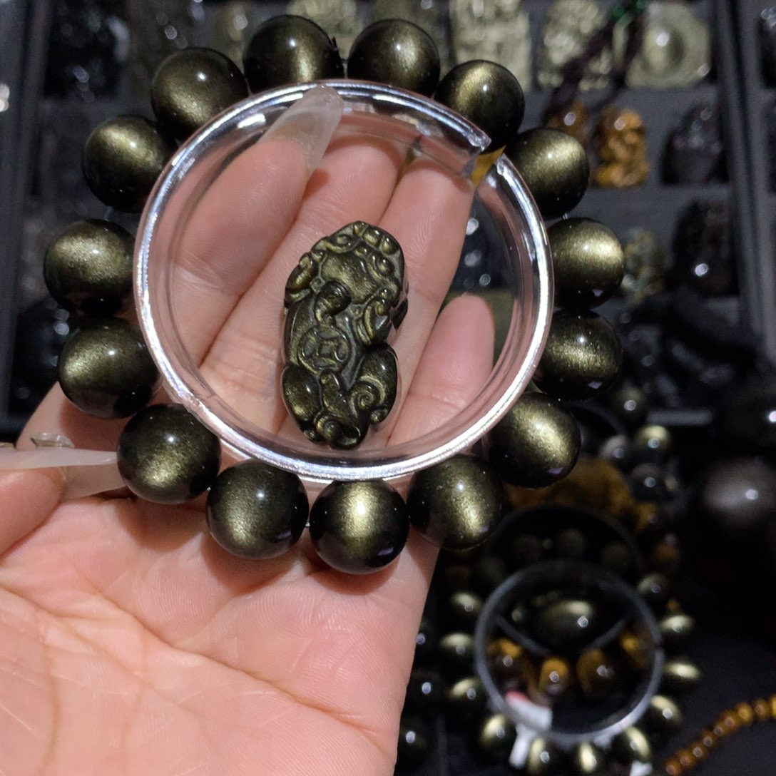 未镶嵌黑曜岩手链李*发