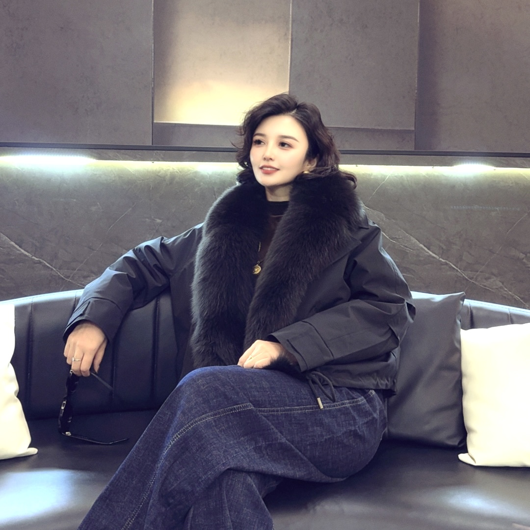 【贾小姐高定】大毛狐狸领羽绒派克服冬季加厚1890