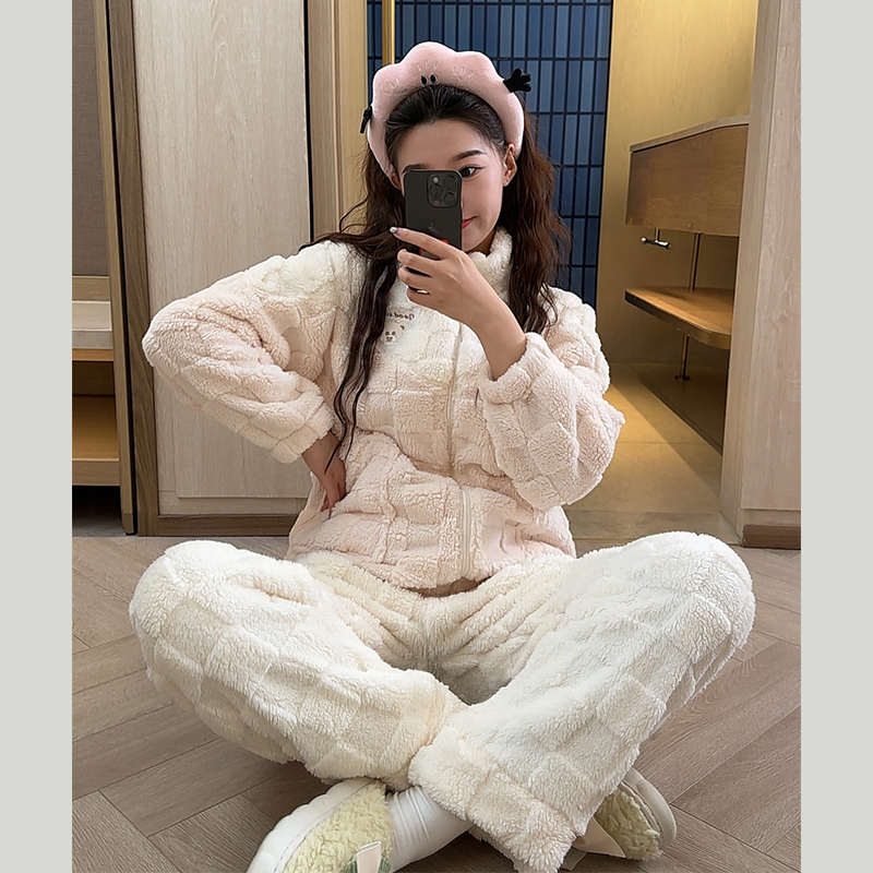 【加绒加厚北高绒】秋冬新款休闲睡衣套装可外穿家居服SY100074