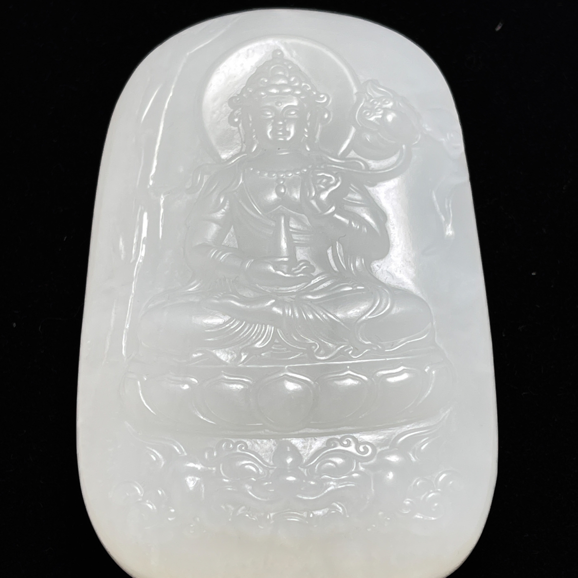 旧藏和田玉白玉观音吊坠挂件