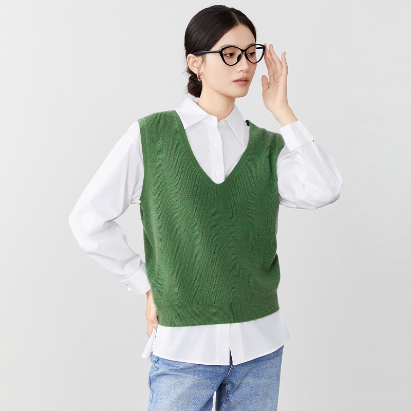 春季宽松百搭针织马甲外搭坎肩无袖毛衣叠穿上衣171K1845