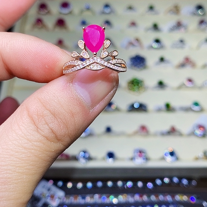 红宝石戒指银S925镶嵌1111