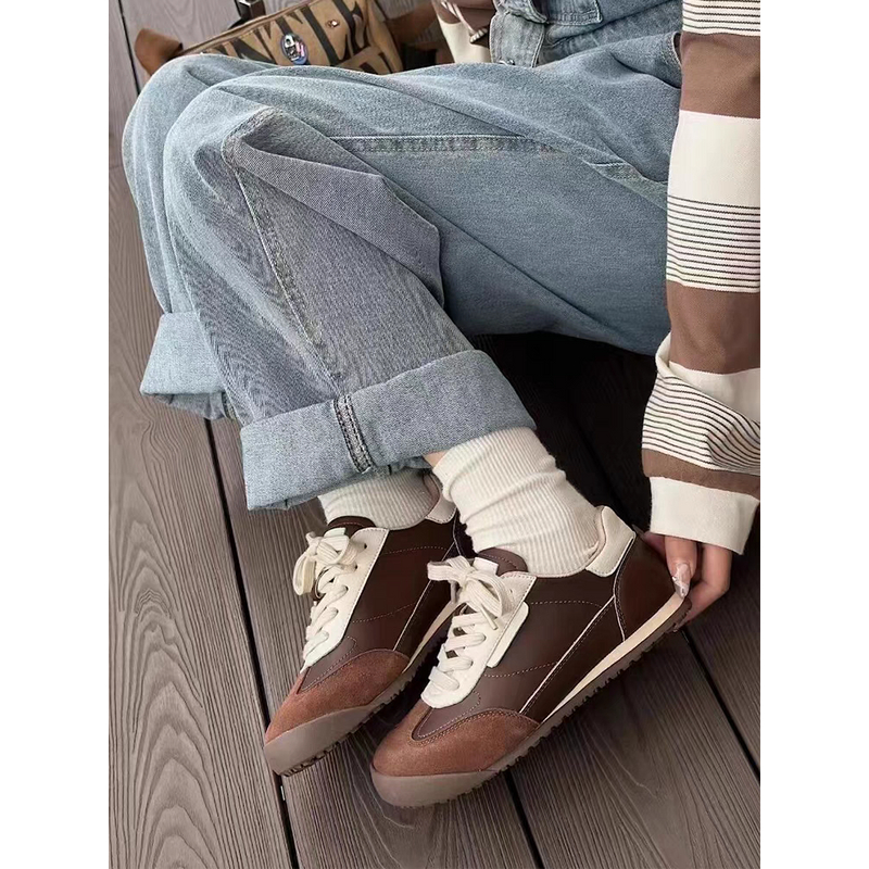 德训鞋女鞋冬季新款韩版圆头复古阿甘鞋平底休闲鞋百搭爆款 8203