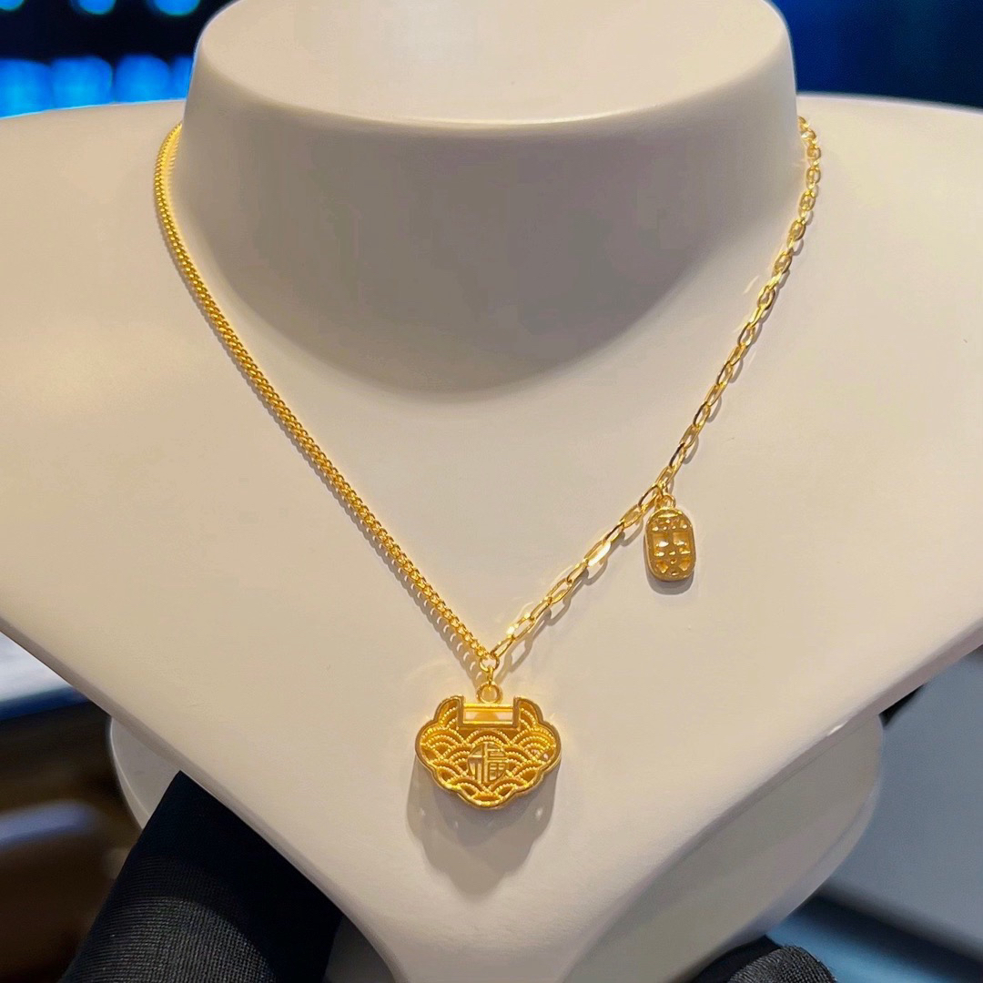 足金999 福字祥云黄金套链