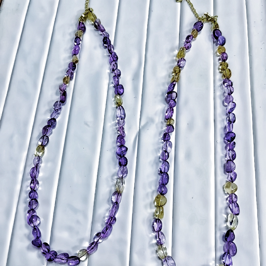 YSH天然玻利维亚紫黄晶随行项链水晶项链色好清透