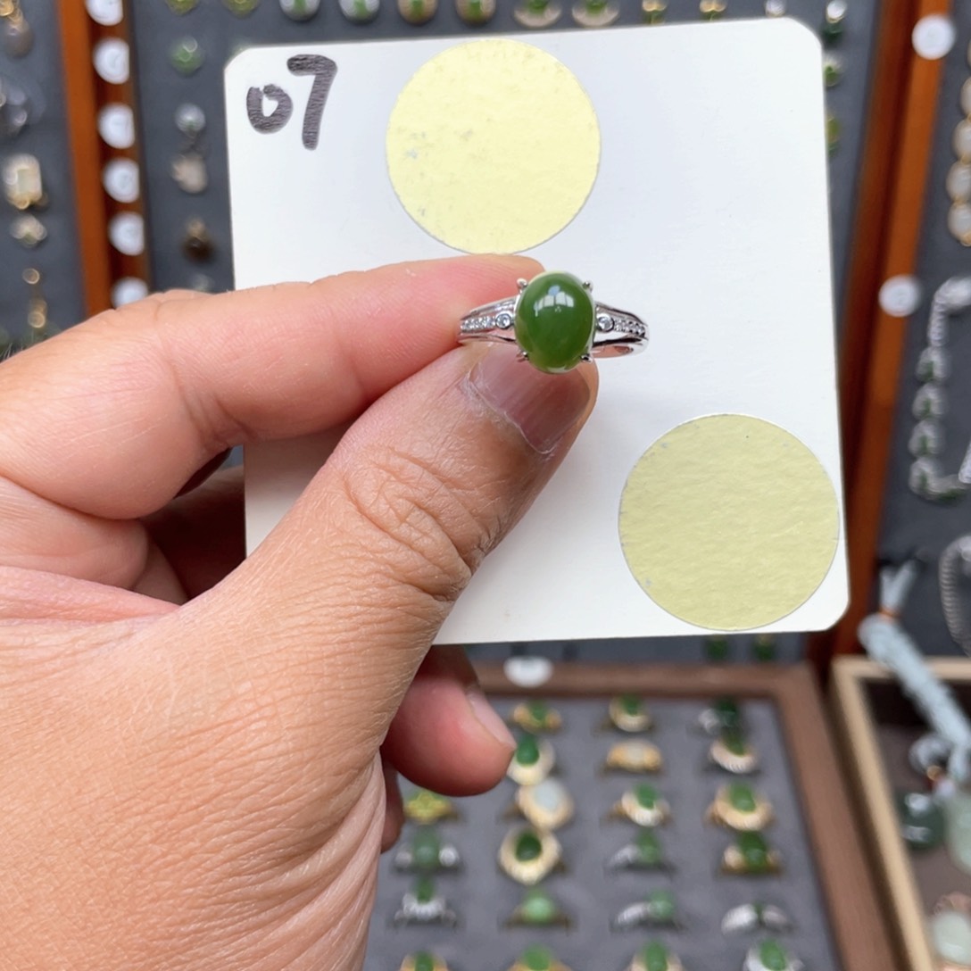 和田玉（碧玉）戒指银S925镶嵌和田玉07