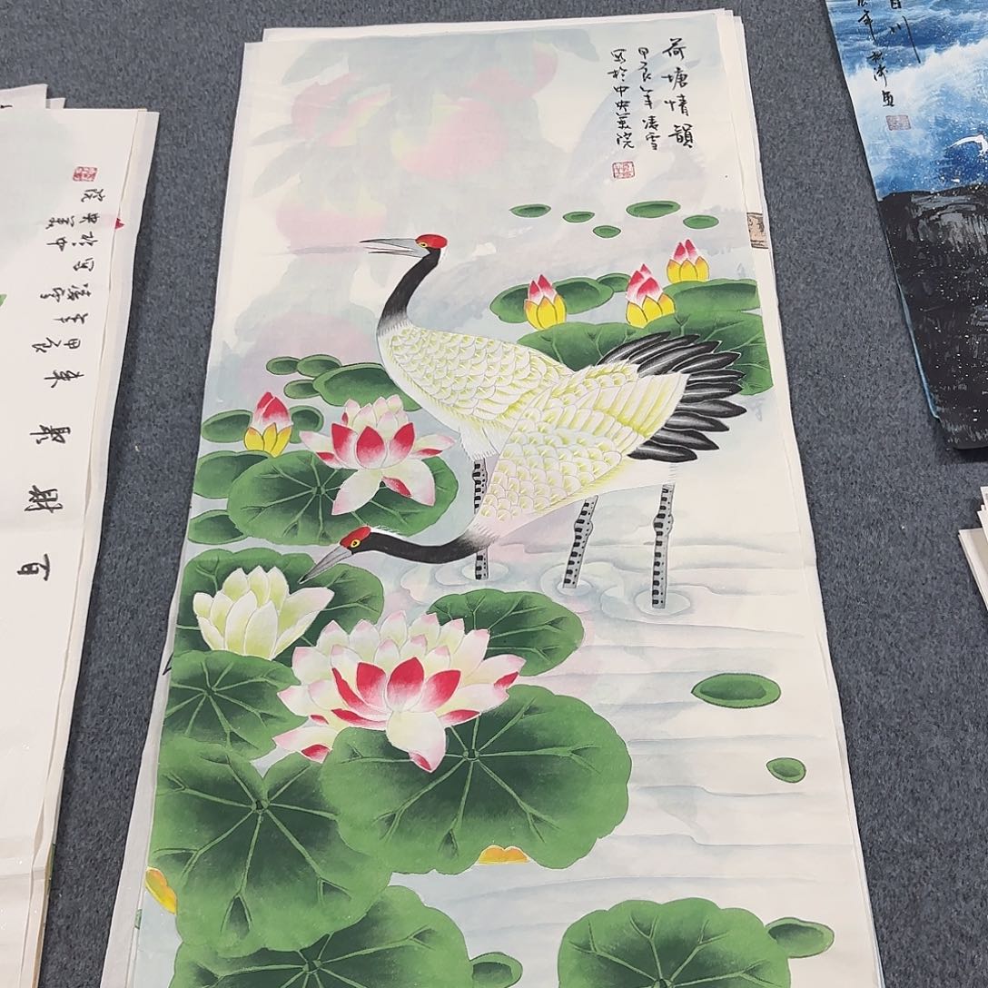 国画尺寸50X100手绘作品 