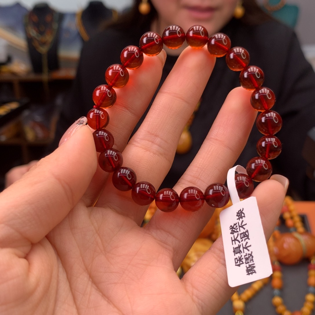 血珀手串未镶嵌天然