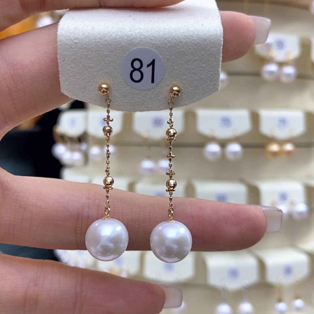 淡水珍珠耳饰18K金镶嵌
